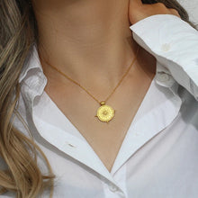 Load image into Gallery viewer, Vintage Compass Sun Pendant 18K Gold Plated Necklace
