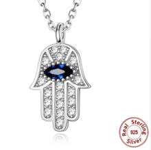 Load image into Gallery viewer, Evil Eye Hand of Fatima Silver Necklace