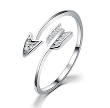 Load image into Gallery viewer, Adjustable Silver Love Arrow ring