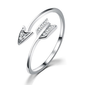 Adjustable Silver Love Arrow ring