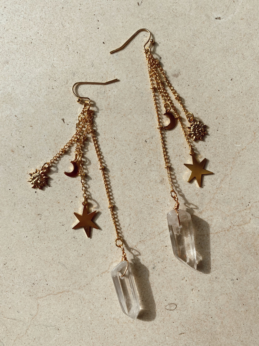 Sun & Moon quartz earrings