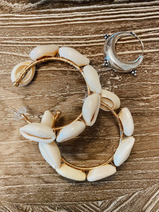 Large seashell hoop earrings